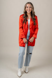 Satin blazer red - Cute Valentine's Day Outfits at Lush Fashion Lounge Boutique in Oklahoma City