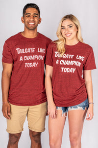 Tailgate like a champion today unisex short sleeve t-shirt crimson - Cute T-shirts - Trendy Graphic T-Shirts at Lush Fashion Lounge Boutique in Oklahoma City