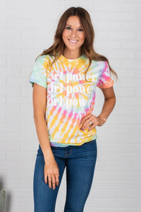 Girl power repeater tie dye unisex short sleeve t-shirt - Tie Dye T-shirts - Tie Dye T-Shirts at Lush Fashion Lounge Trendy Boutique in Oklahoma City