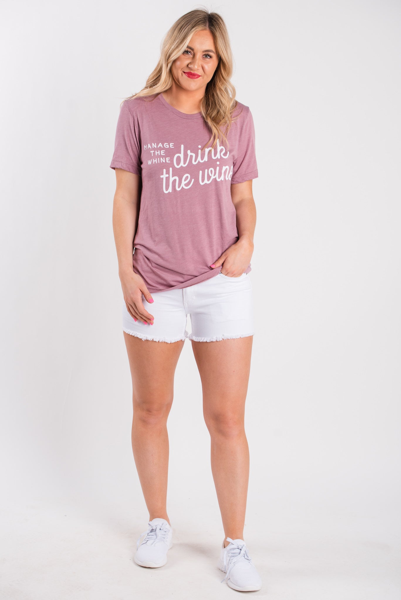 Manage the whine, drink the wine unisex short sleeve t-shirt orchid - Cute T-shirts - Funny T-Shirts at Lush Fashion Lounge Boutique in Oklahoma City