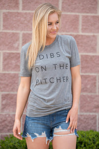Dibs on the pitcher thin font unisex short sleeve t-shirt grey - Cute T-shirts - Funny T-Shirts at Lush Fashion Lounge Boutique in Oklahoma City