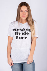 Resting bride face unisex short sleeve t-shirt white fleck - Stylish T-shirts - Trendy Graphic T-Shirts and Tank Tops at Lush Fashion Lounge Boutique in Oklahoma City
