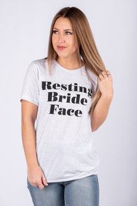 Resting bride face unisex short sleeve t-shirt white fleck - Cute T-shirts - Funny T-Shirts at Lush Fashion Lounge Boutique in Oklahoma City