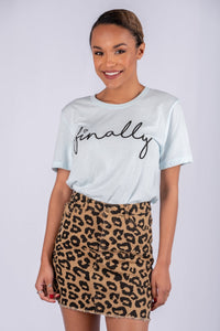 Finally unisex short sleeve t-shirt ice blue - Stylish T-shirts - Trendy Graphic T-Shirts and Tank Tops at Lush Fashion Lounge Boutique in Oklahoma City