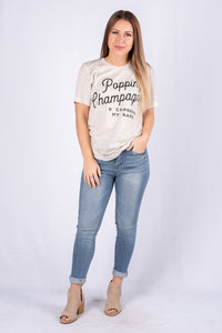 Popping champagne unisex short sleeve t-shirt oatmeal - Trendy T-shirts - Cute Graphic Tee Fashion at Lush Fashion Lounge Boutique in Oklahoma