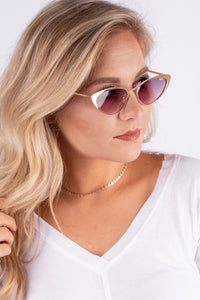 Boss sunglasses gold/purple - Quay Glasses & Cases at Lush Fashion Lounge Trendy Boutique in Oklahoma City
