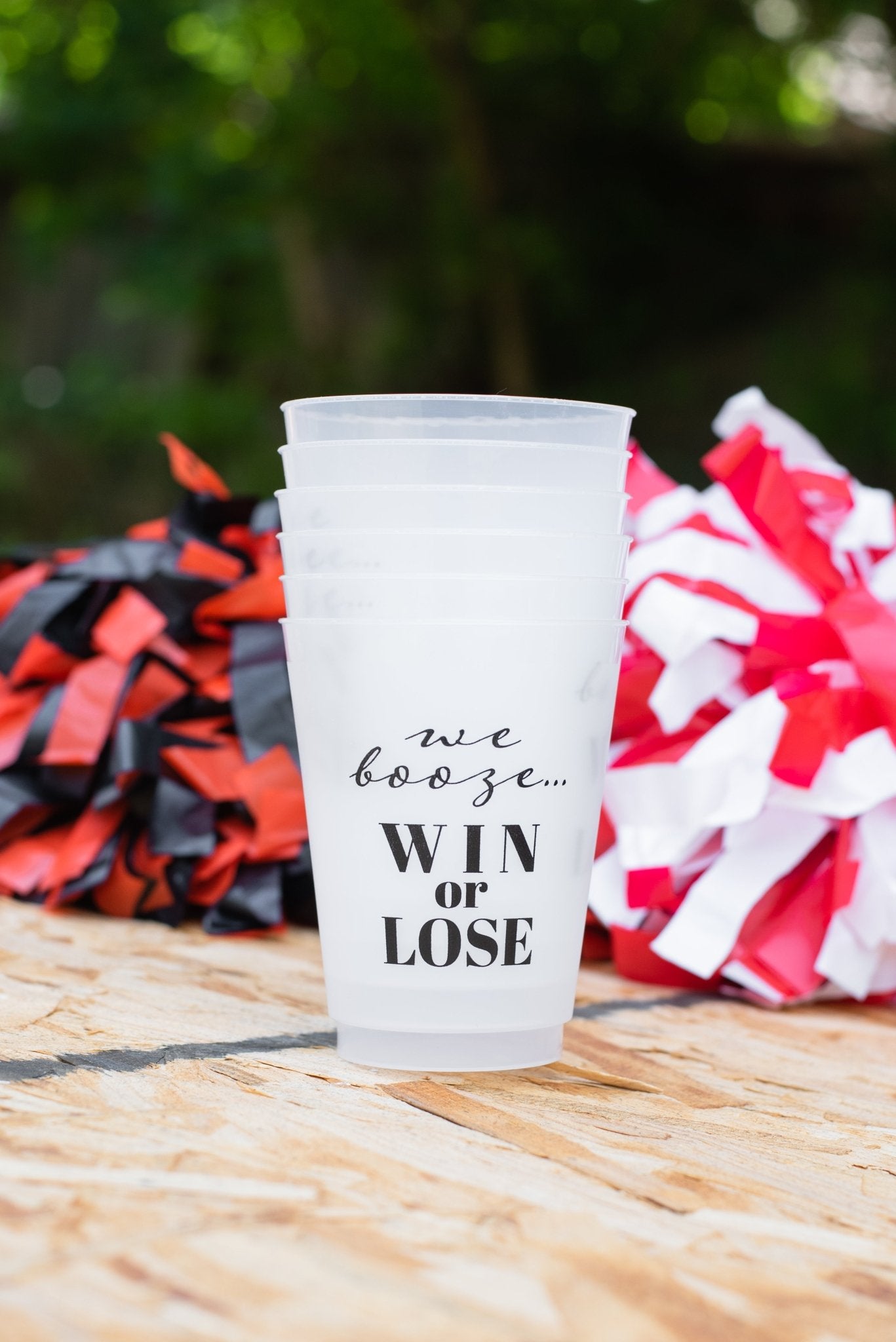 We booze win or lose plastic cups pack of 6 - Trendy Gifts at Lush Fashion Lounge Boutique in Oklahoma City