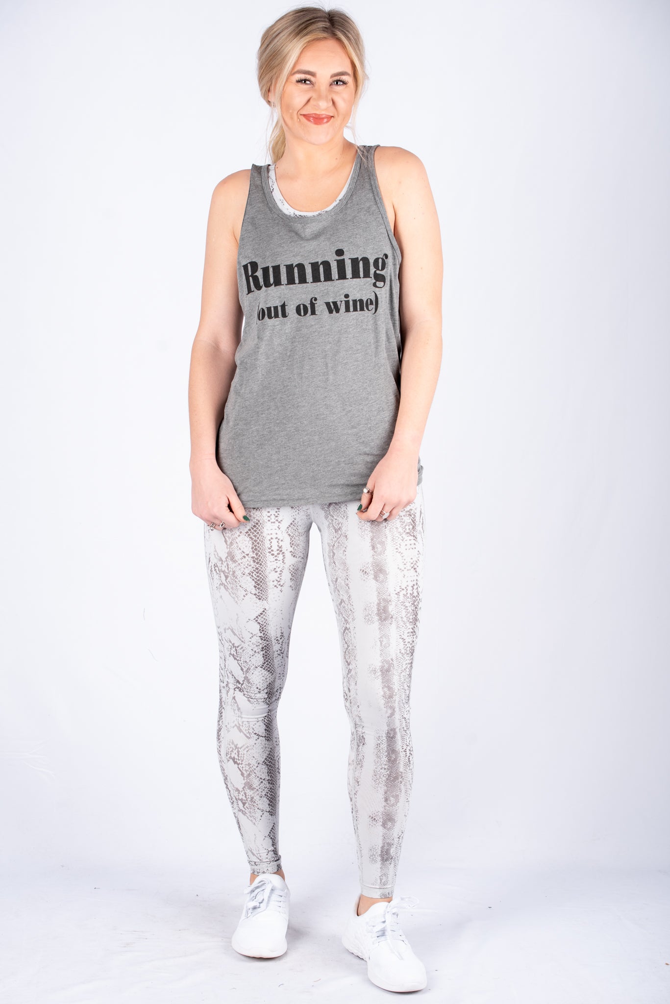 Running out of wine unisex tank top heather grey - Trendy Tank Top - Cute Graphic Tee Fashion at Lush Fashion Lounge Boutique in Oklahoma