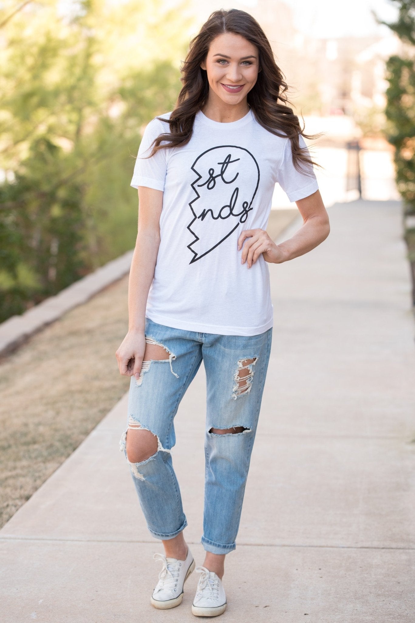 RIGHT side best friends t-shirt white - Trendy T-shirts - Cute Graphic Tee Fashion at Lush Fashion Lounge Boutique in Oklahoma