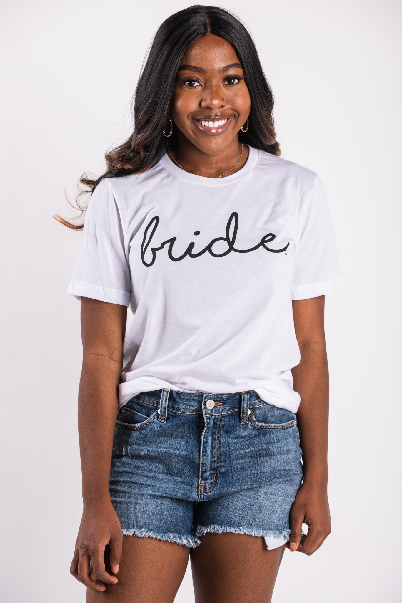 Bride pride script crew neck t-shirt white - Adorable T-shirts - Unique Tank Tops and Graphic Tees at Lush Fashion Lounge Boutique in Oklahoma