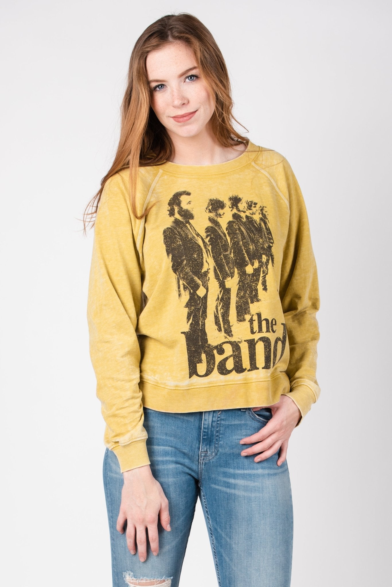 The band long sleeve burnout sweatshirt mustard