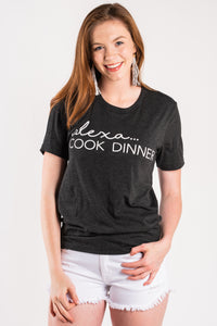 Alexa cook dinner unisex short sleeve t-shirt charcoal - Stylish T-shirts - Trendy Graphic T-Shirts and Tank Tops at Lush Fashion Lounge Boutique in Oklahoma City