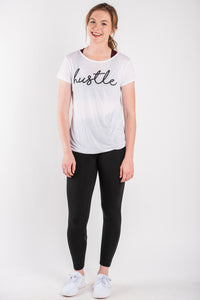 Hustle script criss cross back tee white - Trendy T-shirts - Cute Graphic Tee Fashion at Lush Fashion Lounge Boutique in Oklahoma