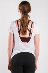 Hustle script criss cross back tee white - Adorable T-shirts - Unique Tank Tops and Graphic Tees at Lush Fashion Lounge Boutique in Oklahoma