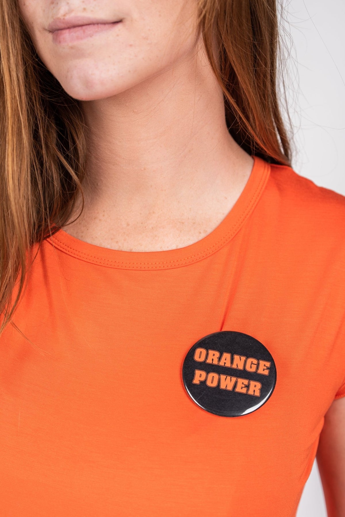 Orange Power 2.5 inch button - Trendy Gifts at Lush Fashion Lounge Boutique in Oklahoma City