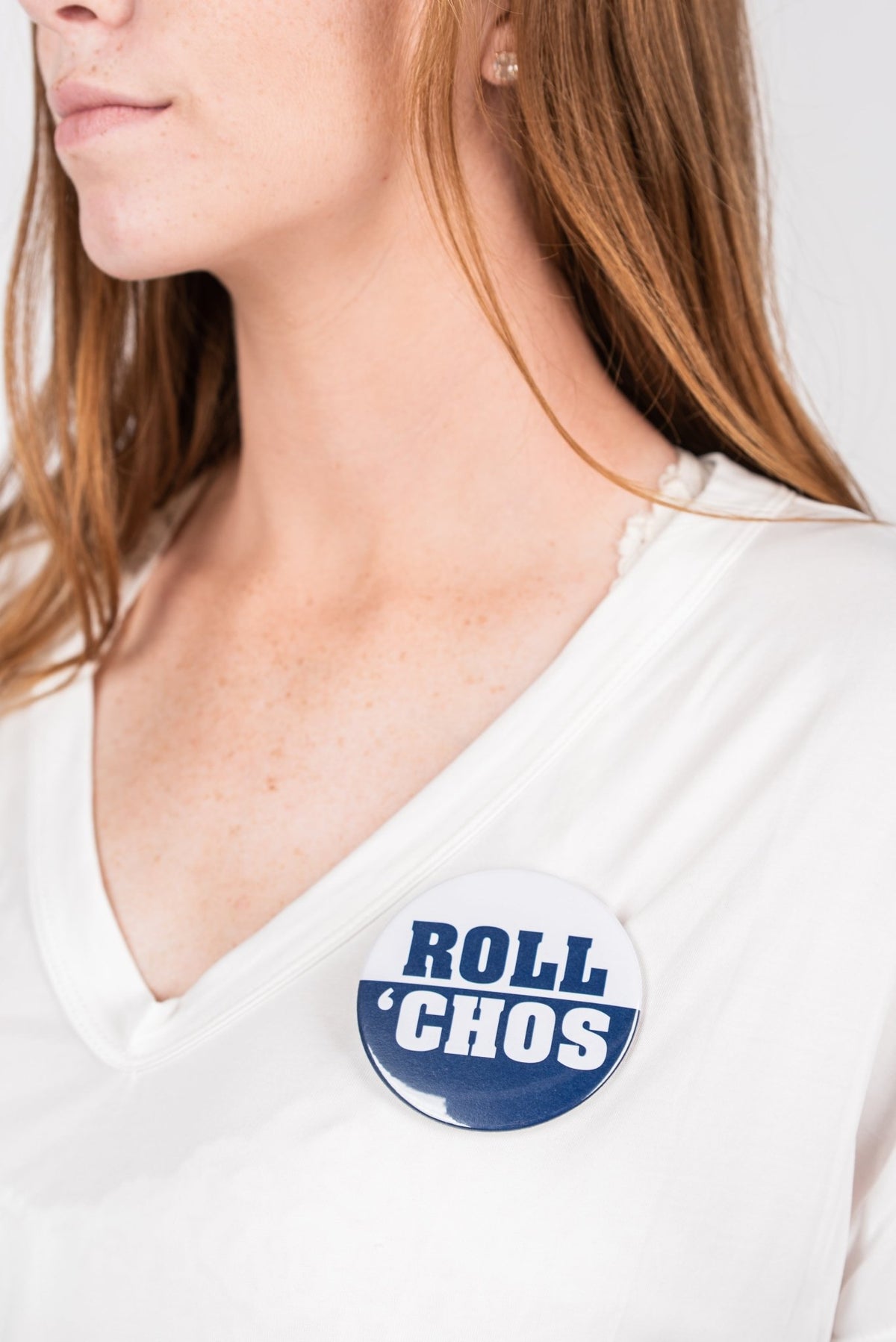 Roll Chos 3 inch gameday button - Trendy Gifts at Lush Fashion Lounge Boutique in Oklahoma City