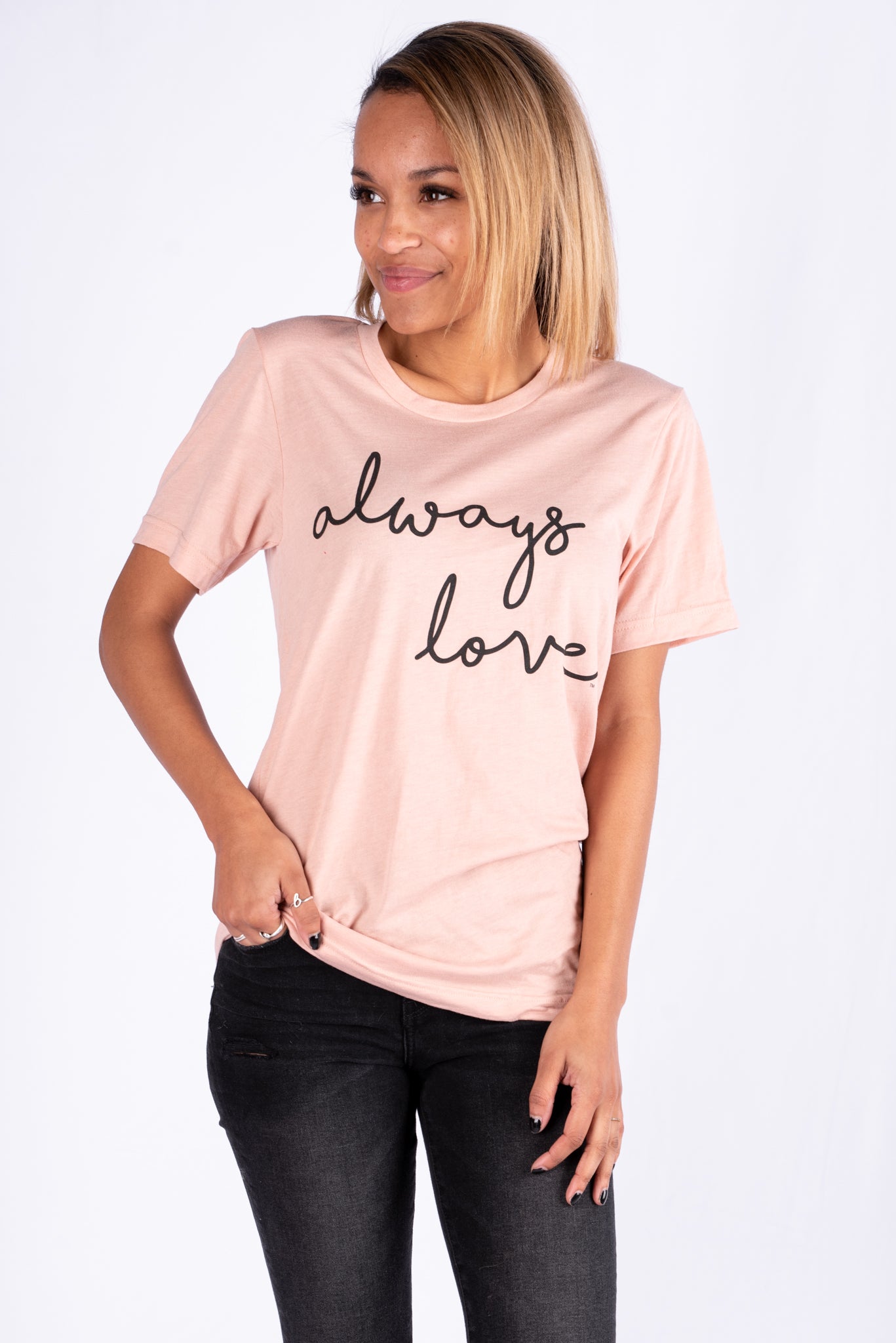 Always love unisex short sleeve t-shirt peach - Cute T-shirts - Funny T-Shirts at Lush Fashion Lounge Boutique in Oklahoma City