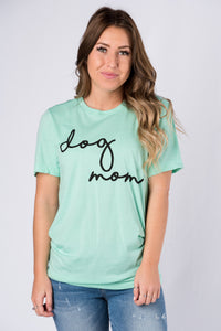 Dog mom large pride script short sleeve crew neck t-shirt mint - Cute T-shirts - Funny T-Shirts at Lush Fashion Lounge Boutique in Oklahoma City