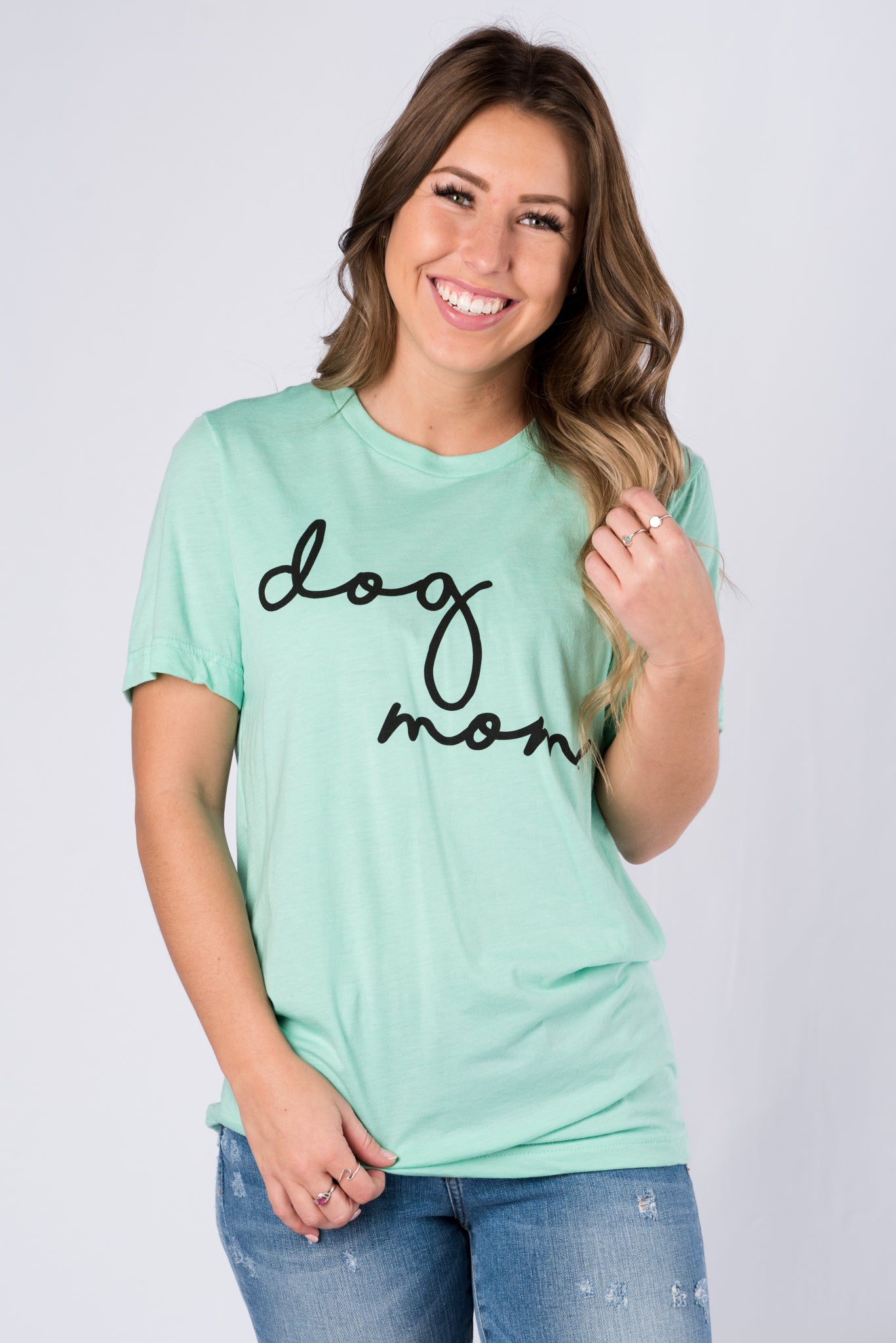 Dog mom large pride script short sleeve crew neck t-shirt mint - Adorable T-shirts - Unique Tank Tops and Graphic Tees at Lush Fashion Lounge Boutique in Oklahoma
