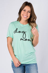 Dog mom large pride script short sleeve crew neck t-shirt mint - Adorable T-shirts - Unique Tank Tops and Graphic Tees at Lush Fashion Lounge Boutique in Oklahoma