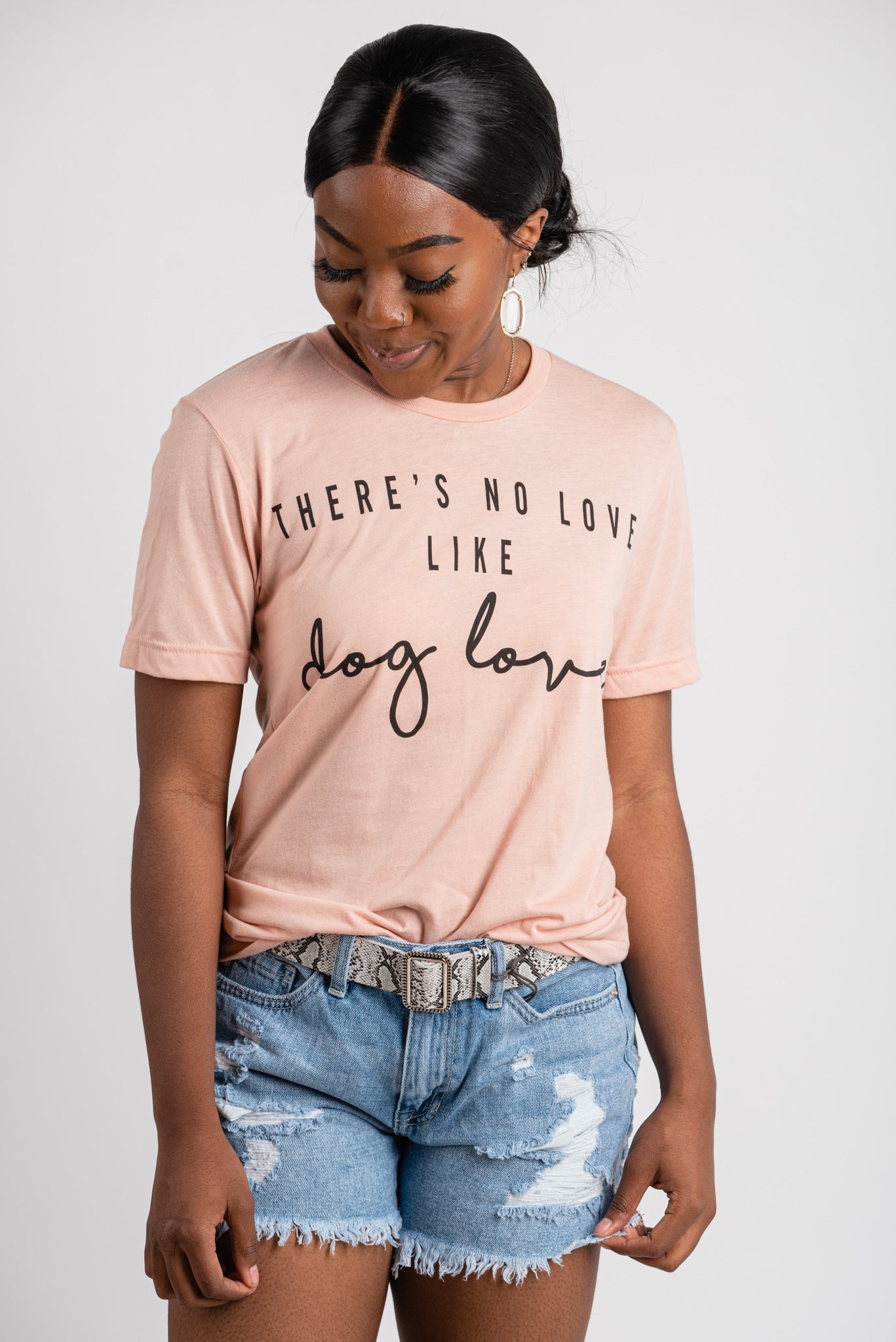 There's no love like dog love unisex short sleeve t-shirt peach - Cute T-shirts - Funny T-Shirts at Lush Fashion Lounge Boutique in Oklahoma City