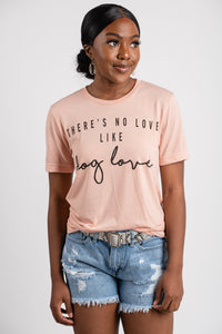 There's no love like dog love unisex short sleeve t-shirt peach - Stylish T-shirts - Trendy Graphic T-Shirts and Tank Tops at Lush Fashion Lounge Boutique in Oklahoma City