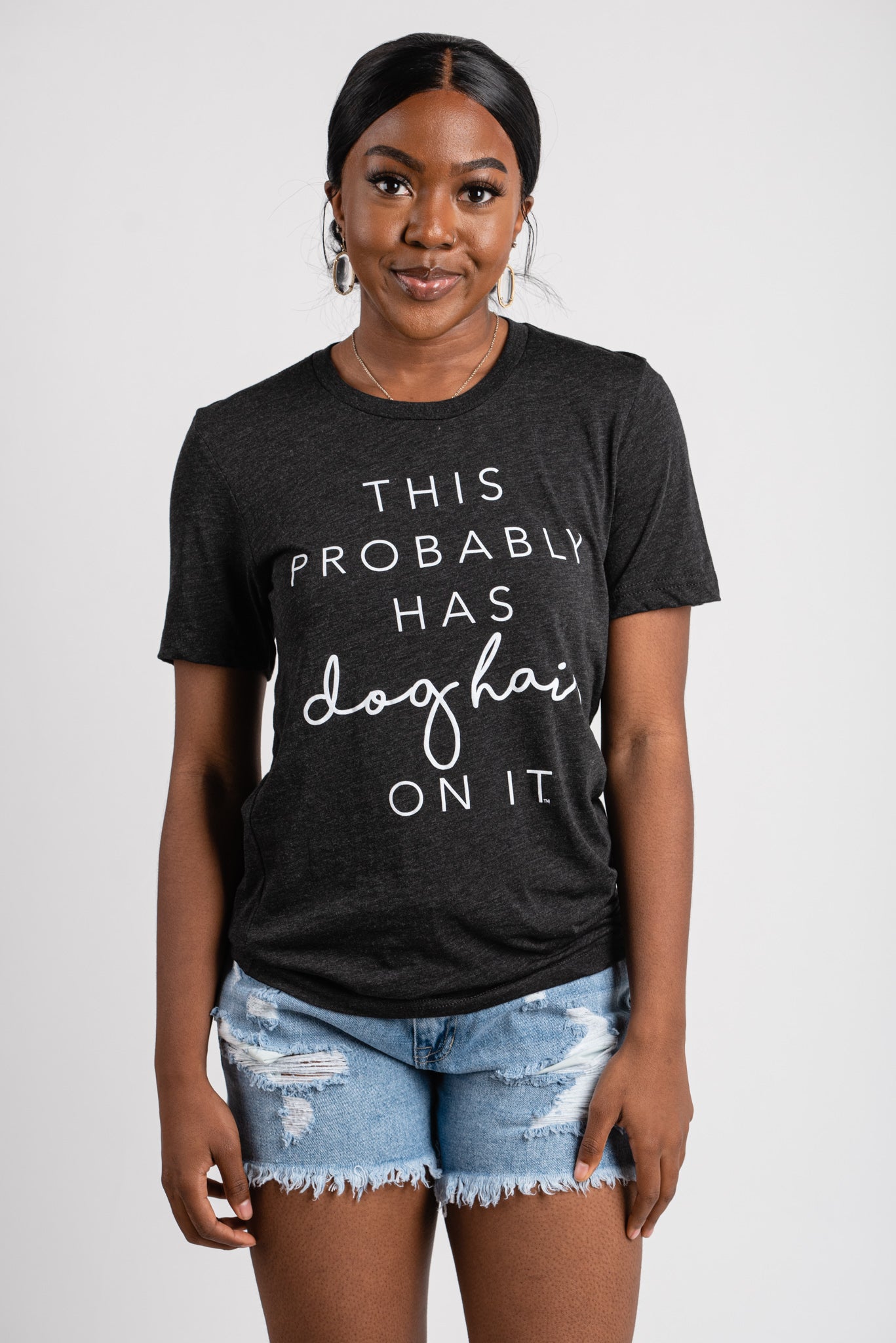 This probably has dog hair on it unisex short sleeve t-shirt charcoal - Cute T-shirts - Funny T-Shirts at Lush Fashion Lounge Boutique in Oklahoma City
