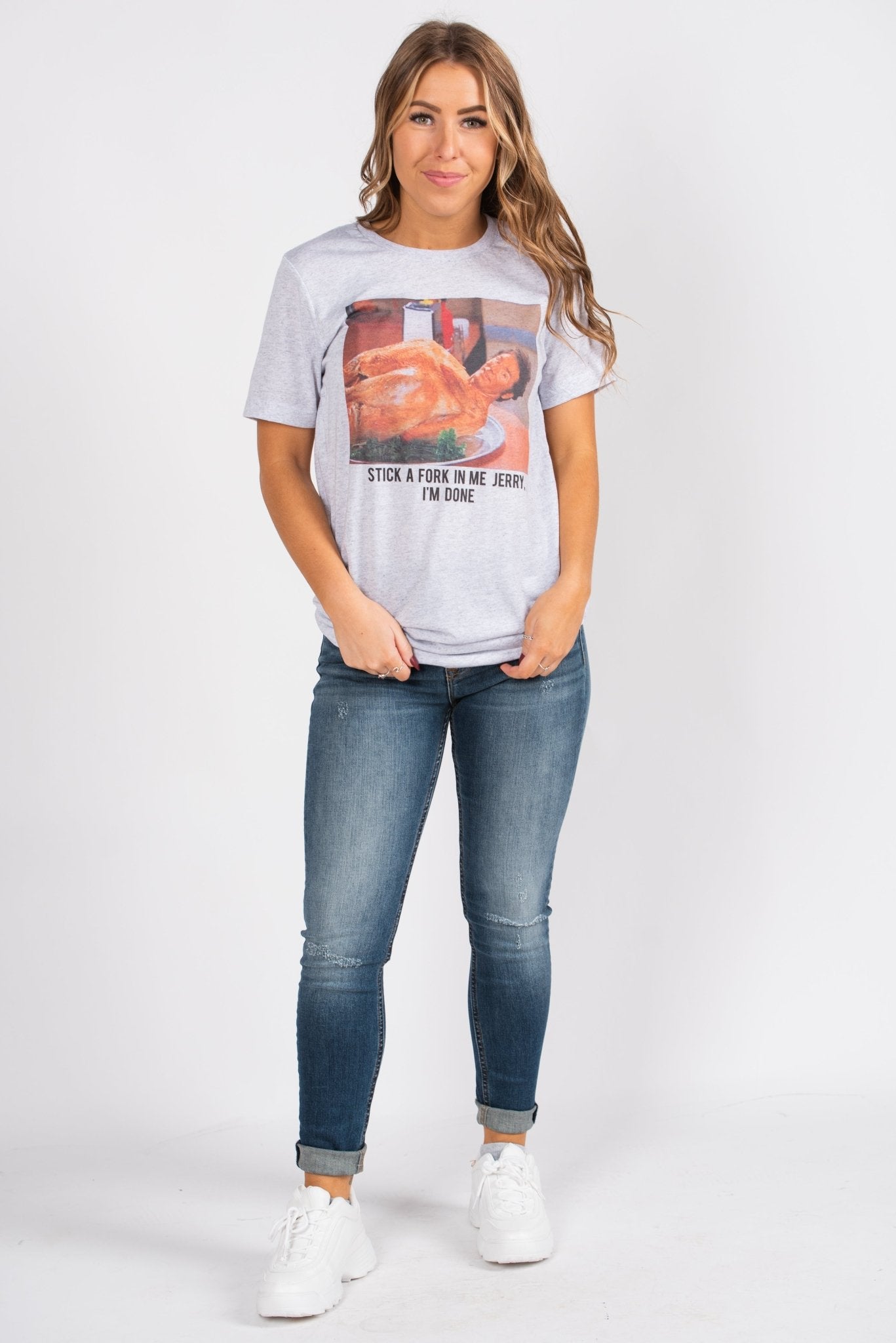 Seinfeld Stick a Fork In Me unisex short sleeve t-shirt - Trendy T-shirts - Cute Graphic Tee Fashion at Lush Fashion Lounge Boutique in Oklahoma