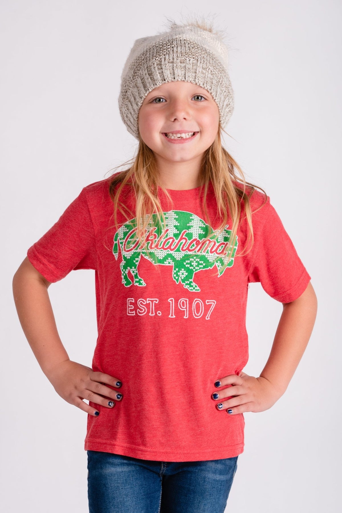 KIDS Oklahoma tree bison t-shirt red - Cute T-shirts - Trendy Graphic T-Shirts at Lush Fashion Lounge Boutique in Oklahoma City