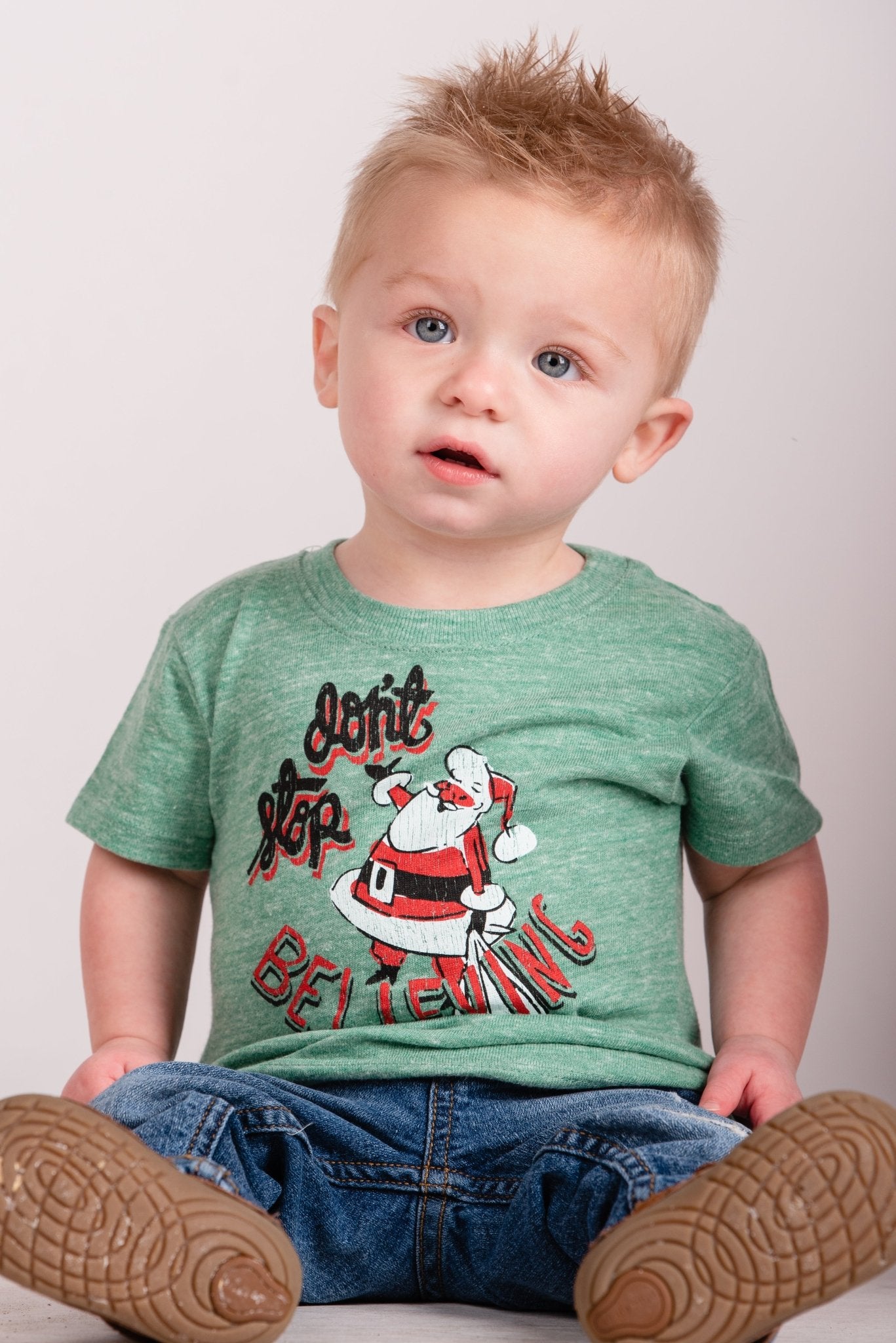 KIDS Don't stop believing t-shirt green - Affordable T-shirts - Boutique Graphic T-Shirts at Lush Fashion Lounge Boutique in Oklahoma City