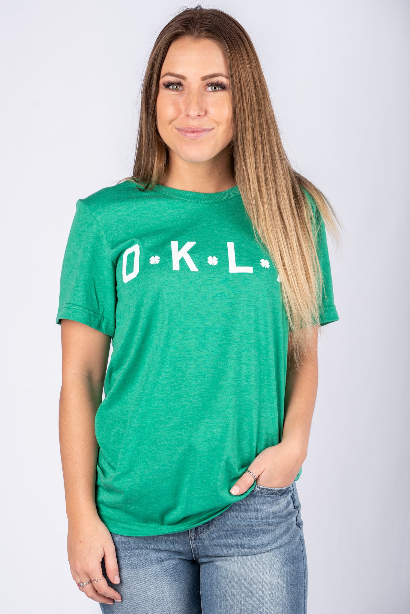 OKLA clovers unisex short sleeve t-shirt green - Trendy T-shirts - Fashion Graphic T-Shirts at Lush Fashion Lounge Boutique in Oklahoma City
