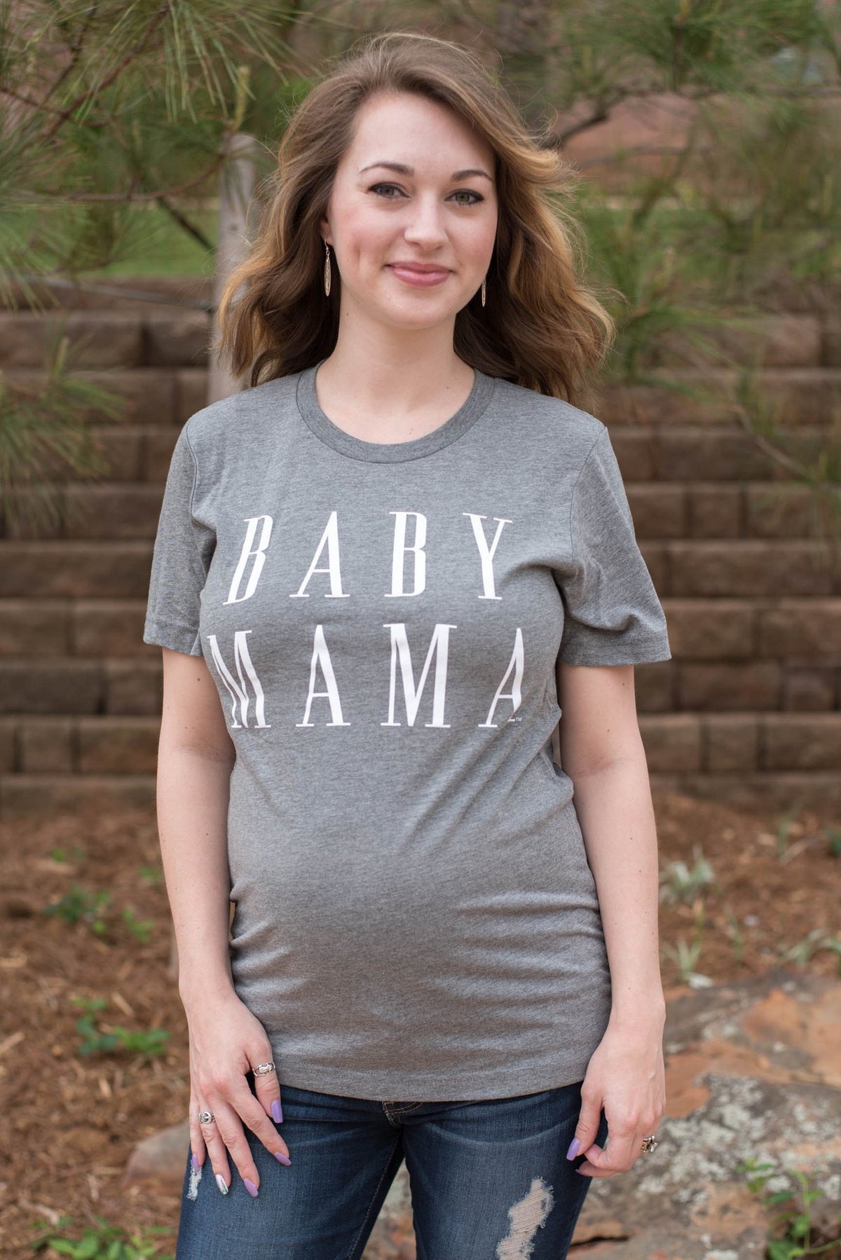 Baby Mama unisex short sleeve t-shirt grey - Stylish T-shirts - Trendy Graphic T-Shirts and Tank Tops at Lush Fashion Lounge Boutique in Oklahoma City