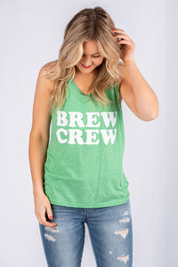Brew Crew Green Unisex Tank - Stylish Tank Top - Trendy Graphic T-Shirts and Tank Tops at Lush Fashion Lounge Boutique in Oklahoma City