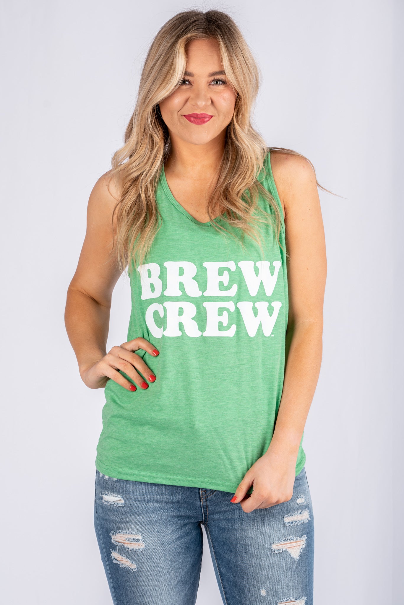 Brew Crew Green Unisex Tank - Trendy Tank Top - Cute Graphic Tee Fashion at Lush Fashion Lounge Boutique in Oklahoma