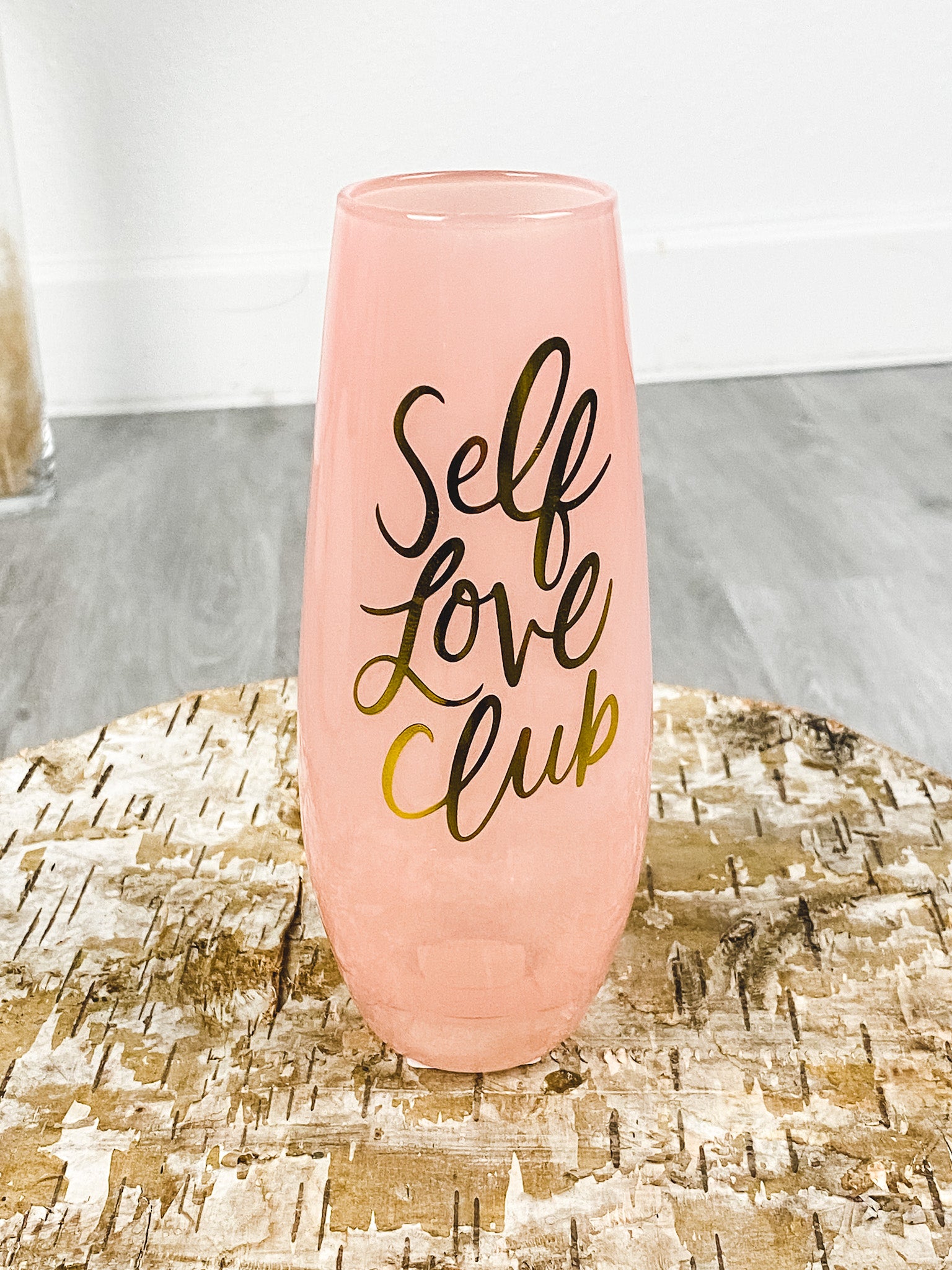 Self love club champagne flute - Trendy Tumblers, Mugs and Cups at Lush Fashion Lounge Boutique in Oklahoma City