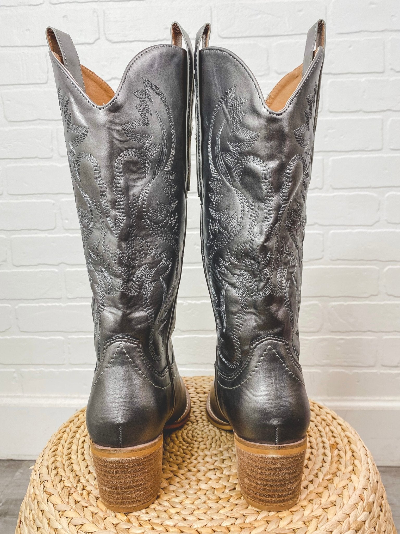 Hanan metallic cowboy boot pewter - Trendy New Year's Eve Dresses, Skirts, Kimonos and Sequins at Lush Fashion Lounge Boutique in Oklahoma City