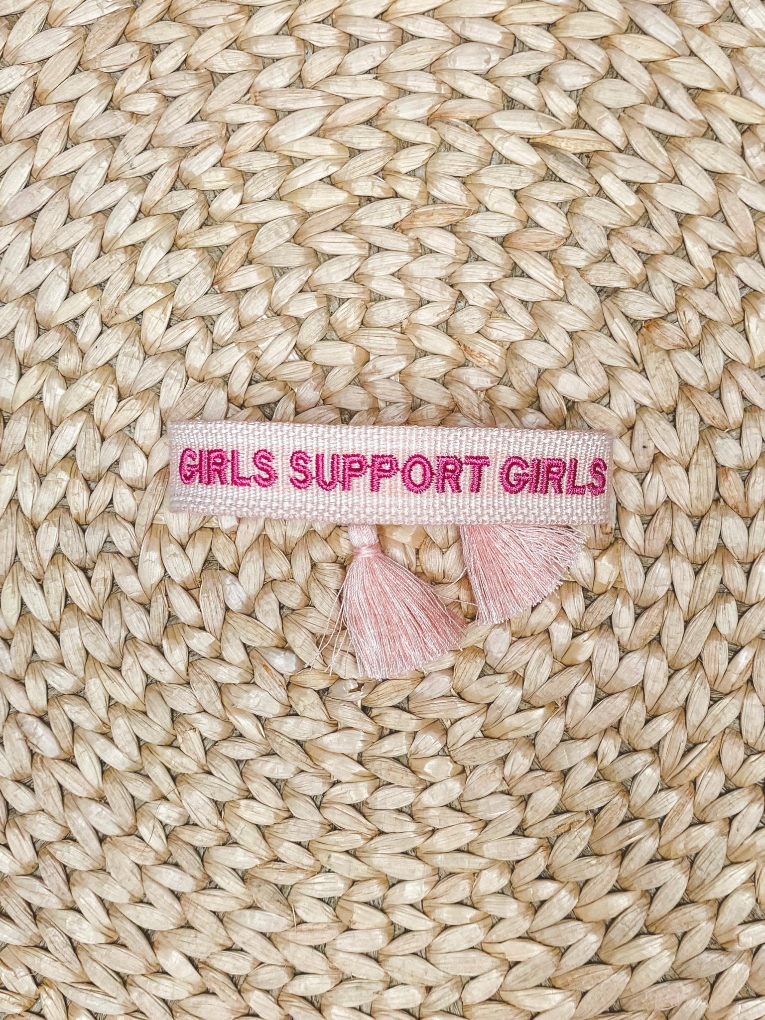 Girls support girls bracelet light pink - Stylish Bracelets - Affordable Jewelry and Belts at Lush Fashion Lounge Boutique in Oklahoma City