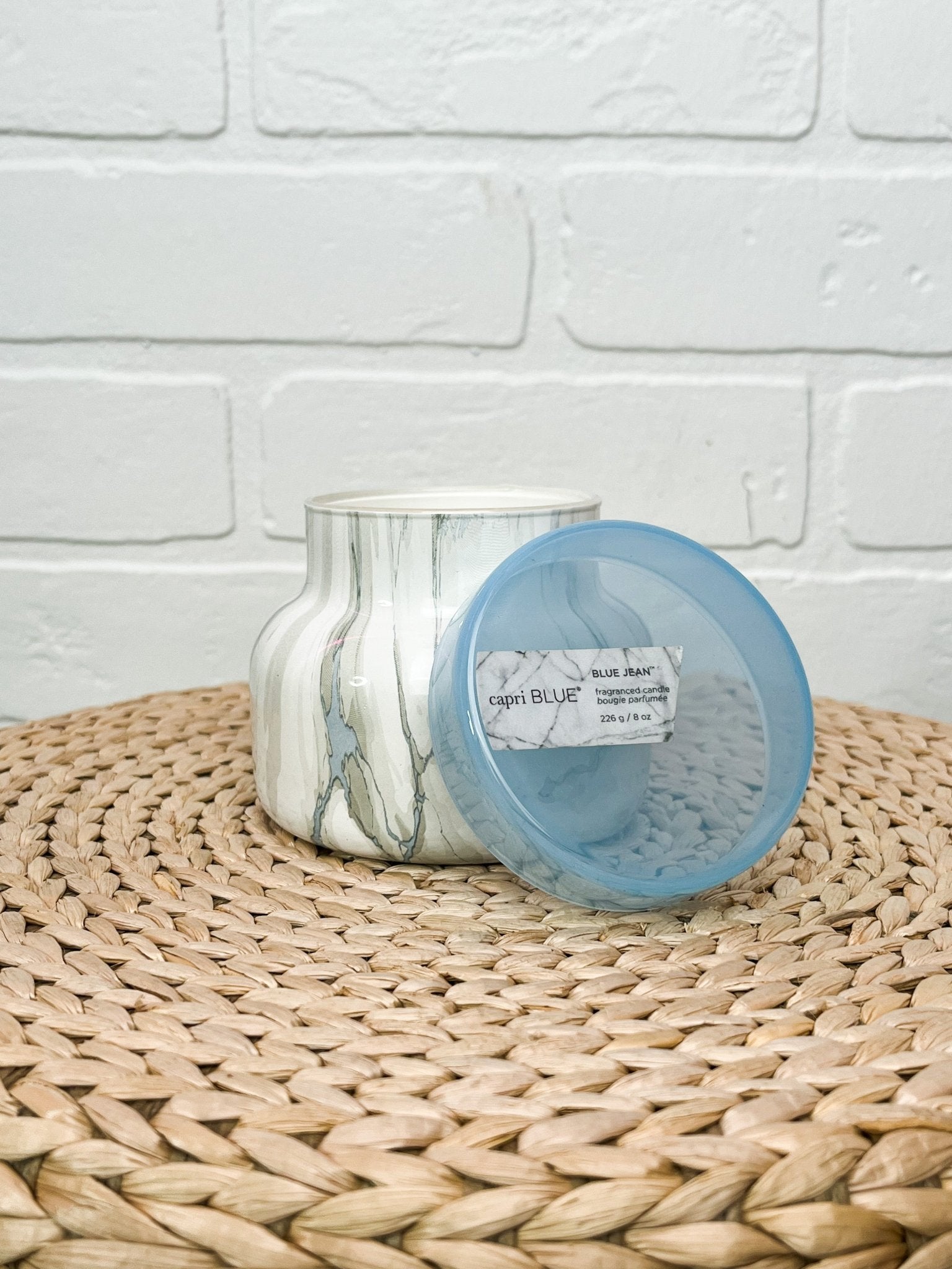 Capri Blue mod marble candle blue jean 8oz - Trendy Candles and Scents at Lush Fashion Lounge Boutique in Oklahoma City