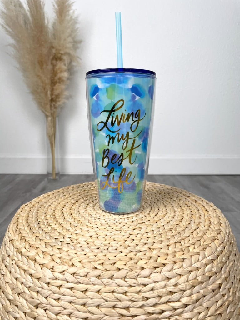 Living my best life tumbler cup - Trendy Tumblers, Mugs and Cups at Lush Fashion Lounge Boutique in Oklahoma City