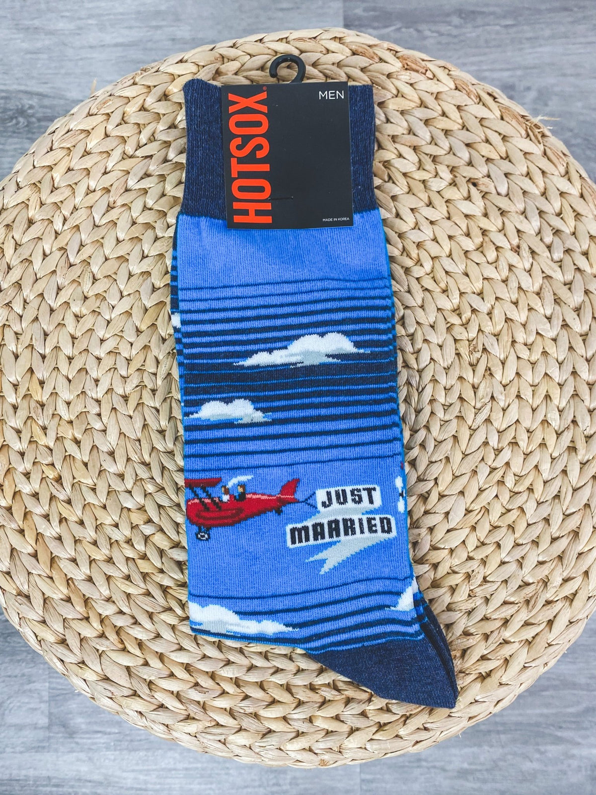 HotSox men's Just Married socks blue - Trendy Socks at Lush Fashion Lounge Boutique in Oklahoma City