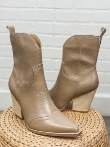Ariella ankle bootie taupe - Cute Shoes - Trendy Shoes at Lush Fashion Lounge Boutique in Oklahoma City