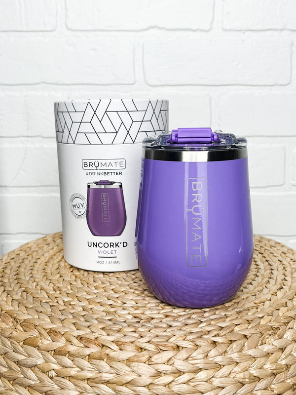 SET OF top 2 BRUMATE UNCORK'D XL 14OZ WINE TUMBLER GLITTER VIOLET