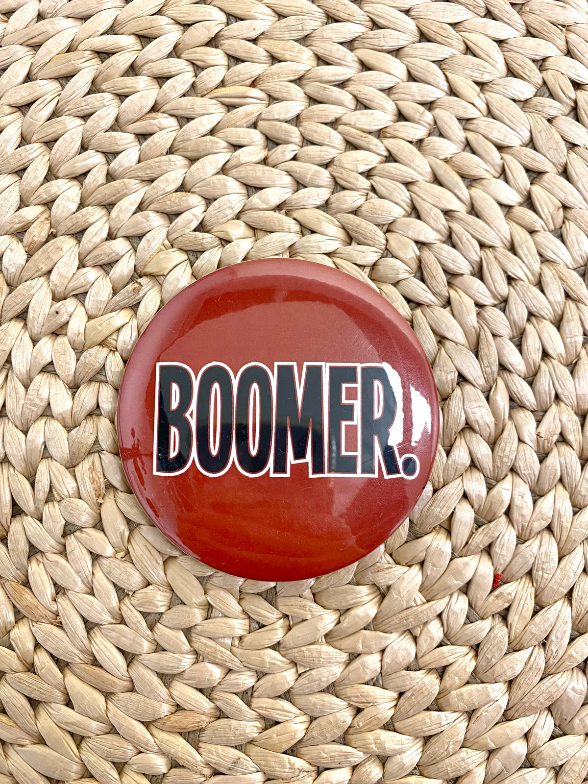 BOOMER 3 inch button crimson - Trendy Gifts at Lush Fashion Lounge Boutique in Oklahoma City