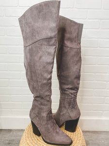 Slay over the knee boots grey - Cute boots - Trendy Shoes at Lush Fashion Lounge Boutique in Oklahoma City