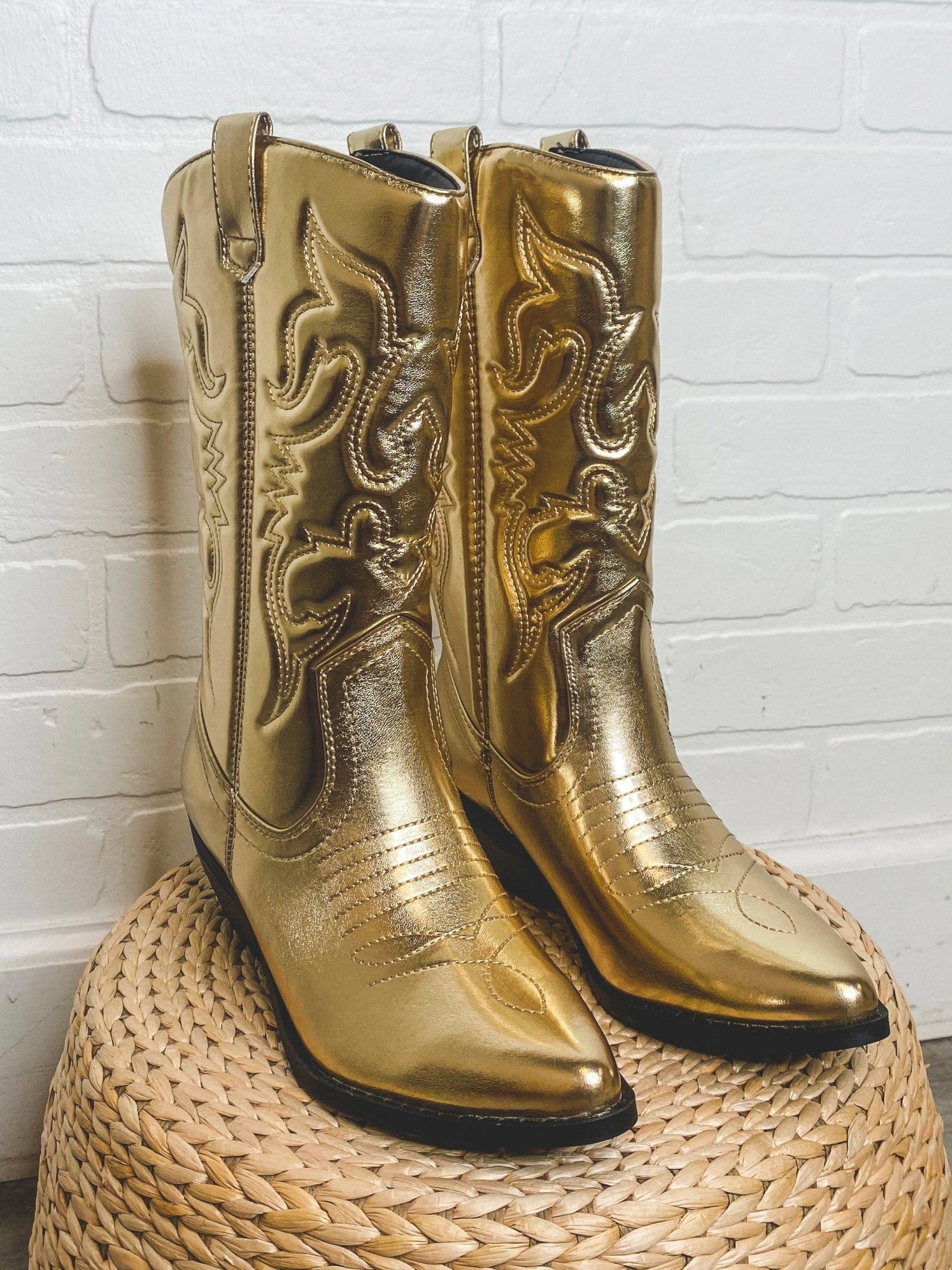Reno cowboy boots gold - Trendy Shoes - Fashion Shoes at Lush Fashion Lounge Boutique in Oklahoma City