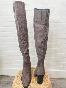 Slay over the knee boots grey - Trendy boots - Fashion Shoes at Lush Fashion Lounge Boutique in Oklahoma City