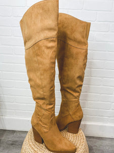 Slay over the knee boots butterscotch - Cute boots - Trendy Shoes at Lush Fashion Lounge Boutique in Oklahoma City