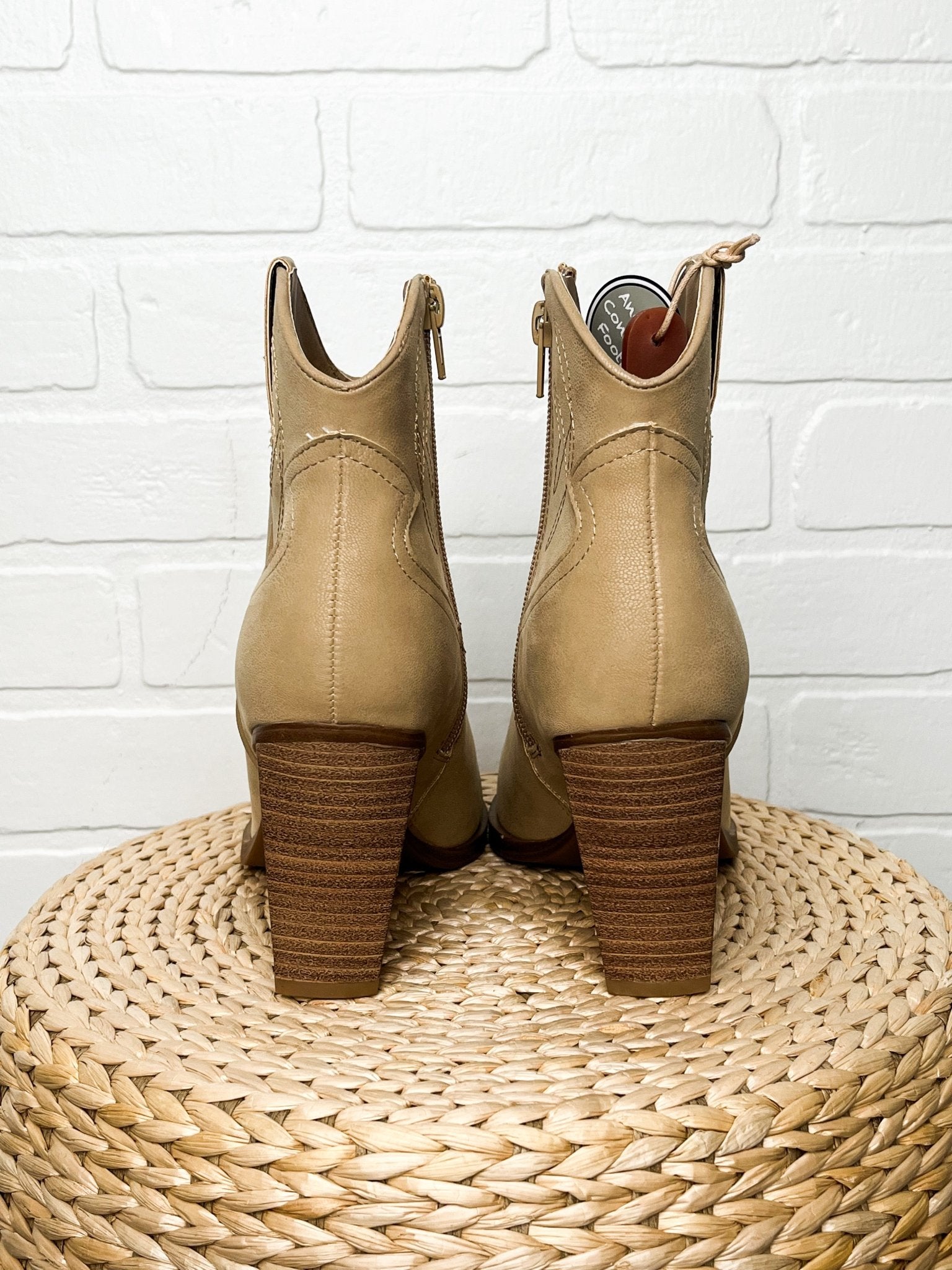 Sawyer ankle cowboy boots natural Stylish boots - Womens Fashion Shoes at Lush Fashion Lounge Boutique in Oklahoma City