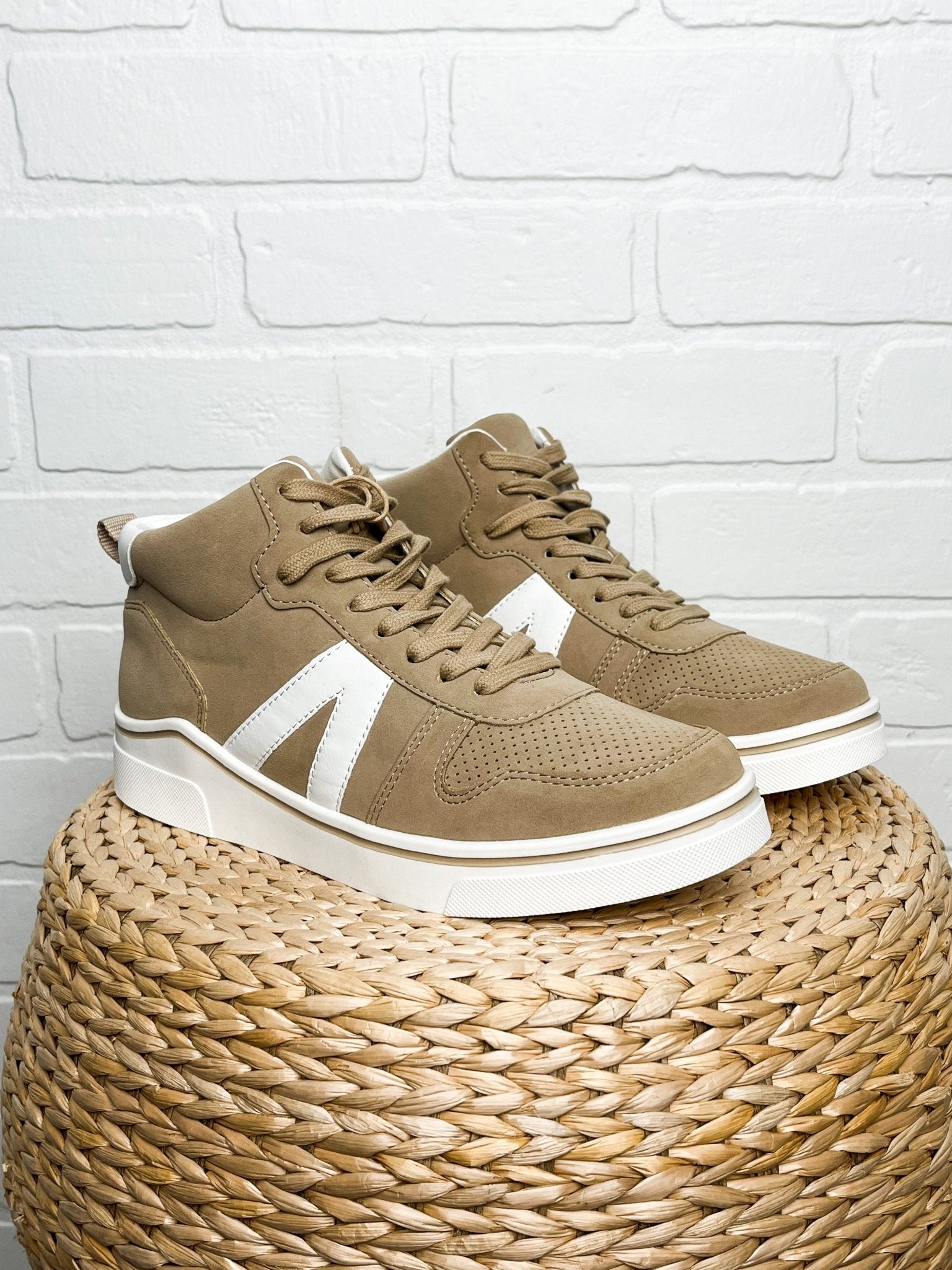 Gio high top sneaker sand/white - Trendy Shoes - Fashion Shoes at Lush Fashion Lounge Boutique in Oklahoma City