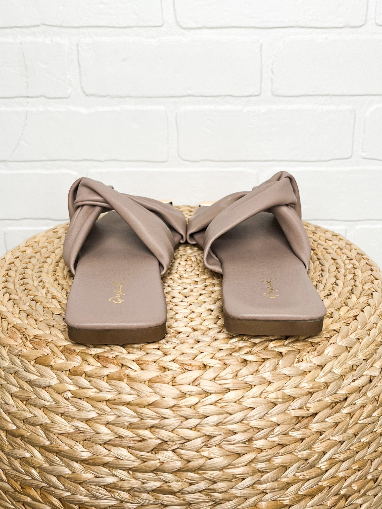 Aster ruched cross sandal birch Stylish shoes - Womens Fashion Shoes at Lush Fashion Lounge Boutique in Oklahoma City
